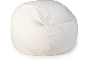 YuppieLife Fluffy Fur Bean Bag Chairs Cover for Adults(Just Cover,No Filler) 4Ft Machine Washable Large Size Lazy Sofa Cover Luxury/Replacement（Ivory）