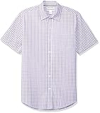 Amazon Essentials Men's Slim-Fit Short-Sleeve Casual Poplin Shirt, Red/Blue Plaid, Large