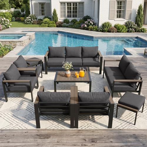 SAILARY Outdoor Patio Furniture Set 9 Pieces Luxury Aluminum Patio Conversation…