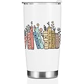 Book Lovers Gifts, Tumbler, Cute Stainless Steel Coffee Mug with Lid, 20 oz Insulated Thermal Cup Birthday Christmas Reading Book Accessories, Librarian Gifts for Women Men Her Teacher Bestie