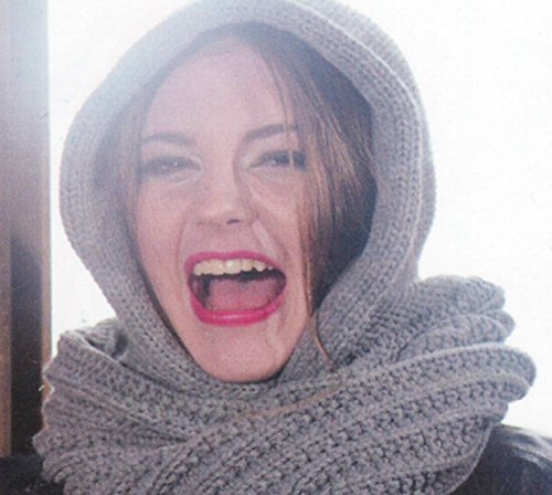 Angela & William Unisex Handmade Warm Hooded Scarf and Poncho Pullover (White)