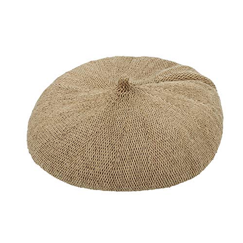 WITHMOONS Beret Hat Breathable Mesh Summer Straw French Berets KRF1165 (Brown)