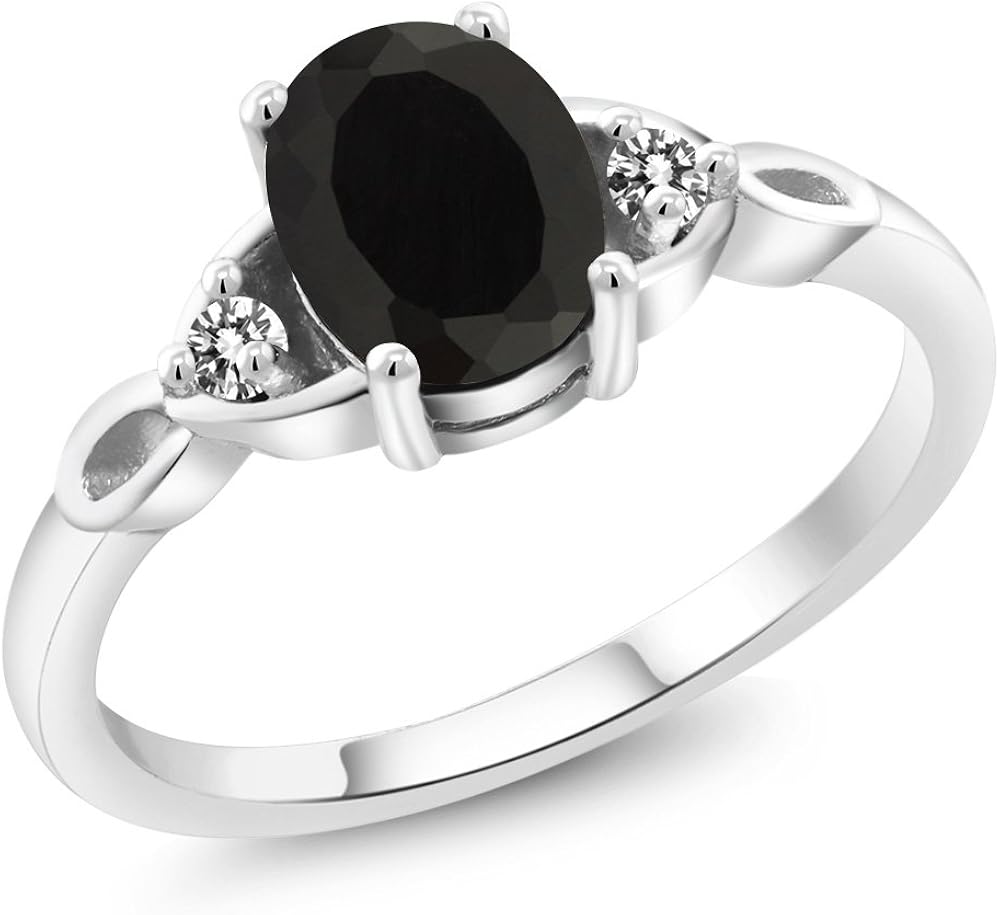 1 32 Ct Oval Black Onyx White Diamond 925 Sterling Silver Three Stone Ring Amazon Co Uk Jewellery 1 32 Ct Oval Black Onyx White Diamond 925 Sterling Silver Three Stone Ring Amazon Co Uk Jewellery