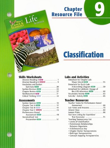 Holt Science & Technology Life Science Chapter 9 Resource File: Classification