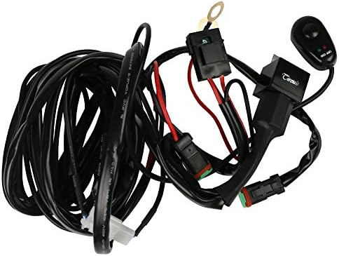 TIREUIS 1-2 Lead Wiring Harness Kit,w/ DT Connectors Waterproof, Fuse Relay 40~60A ON/OFF Switch for Offroad Driving LED Light Bar ATV Fog Light Spotlights Up to 16 Gauge 320W 12V 10ft