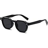 AIEYEZO Retro Sunglasses for Womens Mens Square Thick Framed Shades Trendy Vintage Sun Glasses