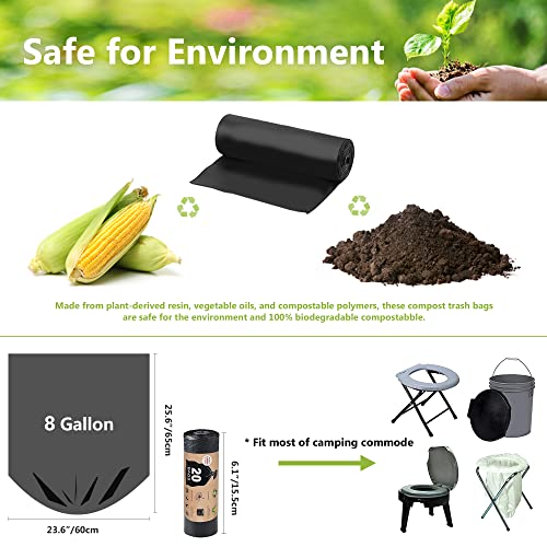 20 Pack Camping Toilet Chemicals with 20 Count Portable Toilet Bags