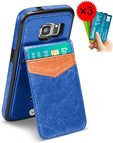 Galaxy S7 Case, WINNETEK Faux Leather Cover with Back Flip Stand Feature Galaxy S7 Wallet Case ID Credit Debit Card Slot Holders Carrying Case Protective Shell for Galaxy S7 - Dark Blue