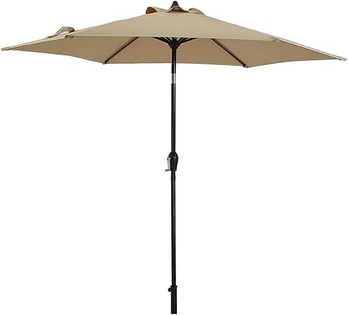 Amazon Com Ai Lin 9 Ft Patio Umbrella Outdoor Table Umbrella With Crank 6 Ribs Beige Garden Outdoor