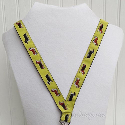 Welsh Corgi Dog Breed Neck Lanyard for ID or Keys - Yellow