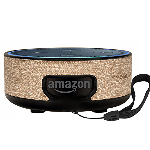 Click Here to See More Images PASBUY 85D-2 Alexa Protective Case Cover Stand Guard Holder, Wall Mount for Amazon Echo Dot 2nd (Beige)