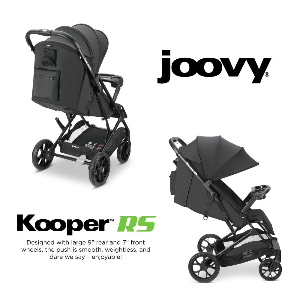 Joovy Kooper RS Lightweight Travel Stroller for Infants and Toddlers with One-Hand Fold, Magnetic Buckle, Multi-Position Recline, and Swing-Open Tray