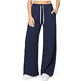 HeSaYep Women's Wide Leg Sweatpants Elastic High Waist Loose Sweat Pants Straight Leg Drawstring Trousers with Pockets