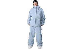 SNOWELVE Mens Ski Suit Supper Baggy Snow Suit Waterproof Snowsuit Insulated Ski Jacket and Pant Set Loose fit Snowboarding Outfit