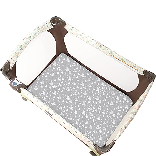 Pack n Play Fitted Sheet, Soft Jersey Cotton Portable Playard Sheets