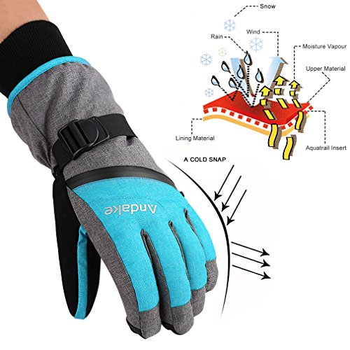 image for Andake Ski Gloves, Touchscreen 3M Thinsulate Waterproof TPU Membrane W