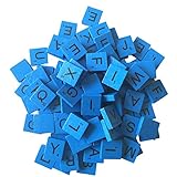 200 Wood Letter Scrabble Tiles - Blue Color - 2 Complete Sets - Game Replacement Crafts Weddings Scrapbooking