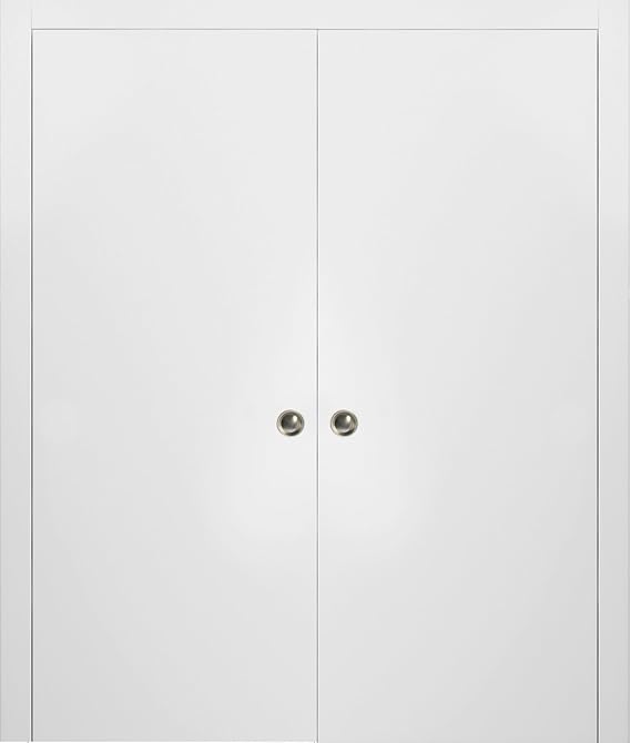 Sliding Double Pocket Door 48 X 80 Inches Planum 0010 White Silk