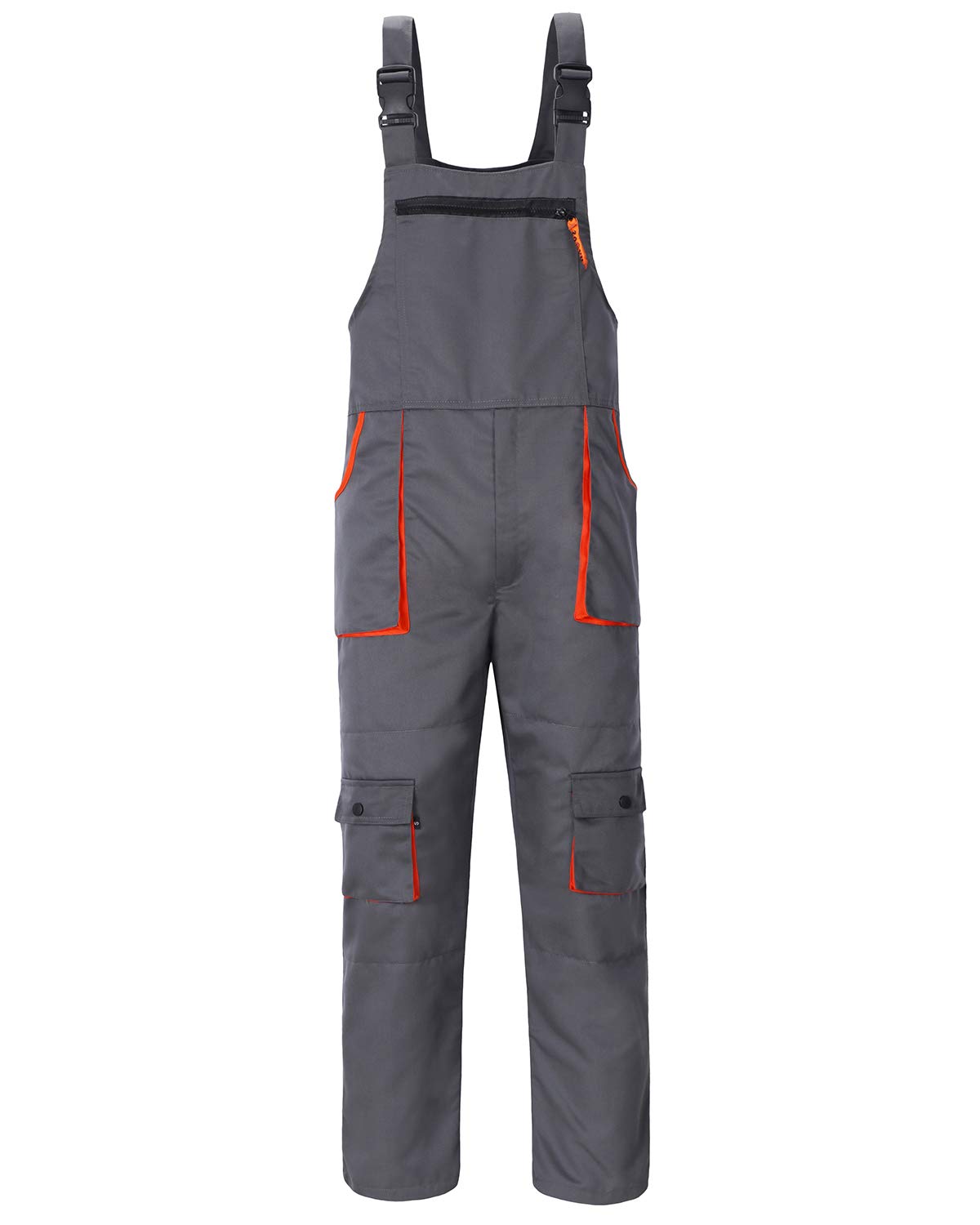 Yukirtiq Men's Contrast Bib and Brace Work Painting Overalls Multi Pockets Workwear Dungarees Unisex Work Overall Trousers, Grey, M