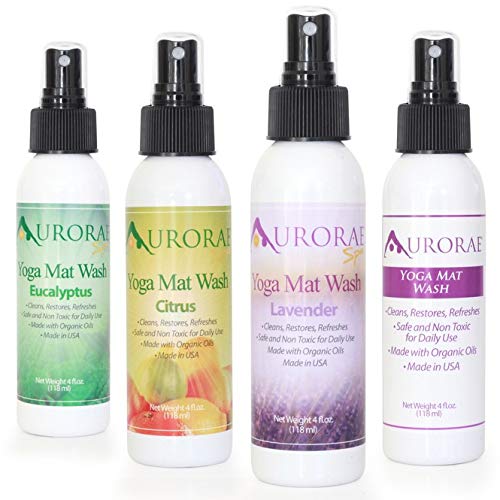 Aurorae Yoga Mat Wash Cleaner. Aromatherapy Natural Organic Therapeutic Essential Oils. Made in USA