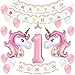 Unicorn Party Decoration Supplies for 1st Birthday with Unicorn Headband Party Balloons