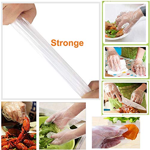 Disposable Clear Plastic Gloves - 400 Pieces Plastic Disposable Gloves,Disposable Polyethylene Work Gloves for Cooking,Cleaning,Washing,Painting,Hair Coloring