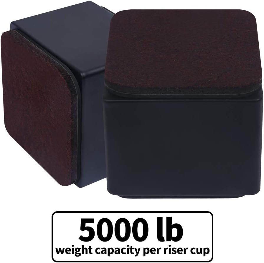 Ezprotekt 2 Inch Bed Risers - Solid Steel Self-Adhesive Furniture Riser or Bed Lift, Creates an Additional 2 Inches of Height for Table, Chair, Desk or Sofa Riser (4Pack,2 Inch Black): Home & Kitchen