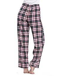 Cyz dama 100% algodón super tartán piyama de franela suave Louge pantalón, XL