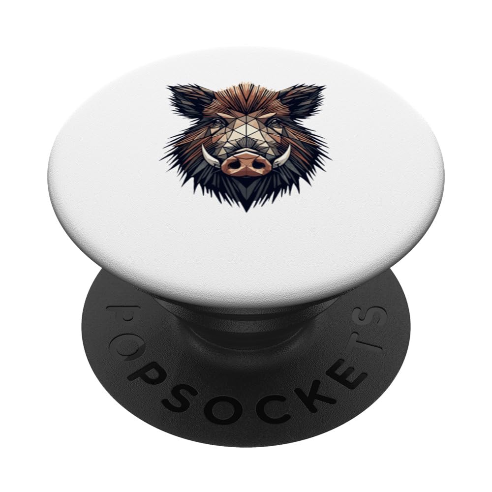 Geometric Art Wild Pig Hog Hunting Boar Hunter PopSockets Swappable PopGrip
