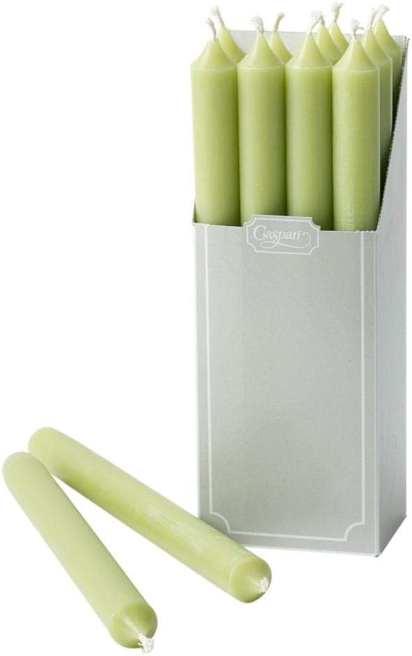 Caspari Straight Taper Candles in Moss Green - 12 Per Box