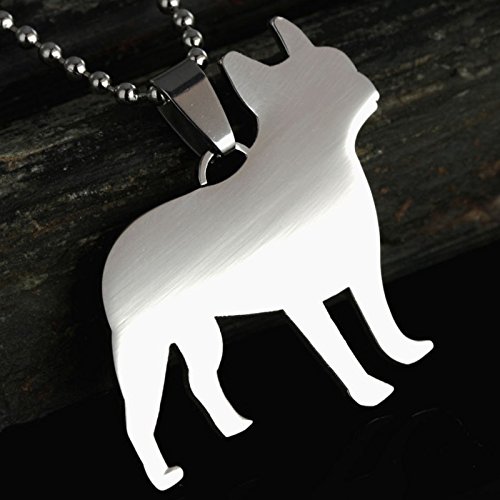 Stainless Steel French Bulldog Frenchie Bull Dog Silhouette Pet Dog Charm Pendant Necklace