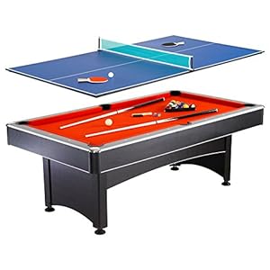 Hathaway Maverick 7-Foot Pool and Table Tennis Multi Game with Red Felt and Blue Table Tennis Surface. Includes Cues…