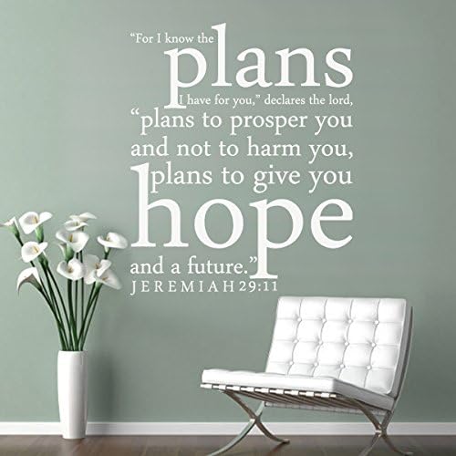 For I Know the Plans I Have For You Custom Vinyl Wall Decal Quote Bible Verse Wall Sticker For Family£¨Medium,Black£©