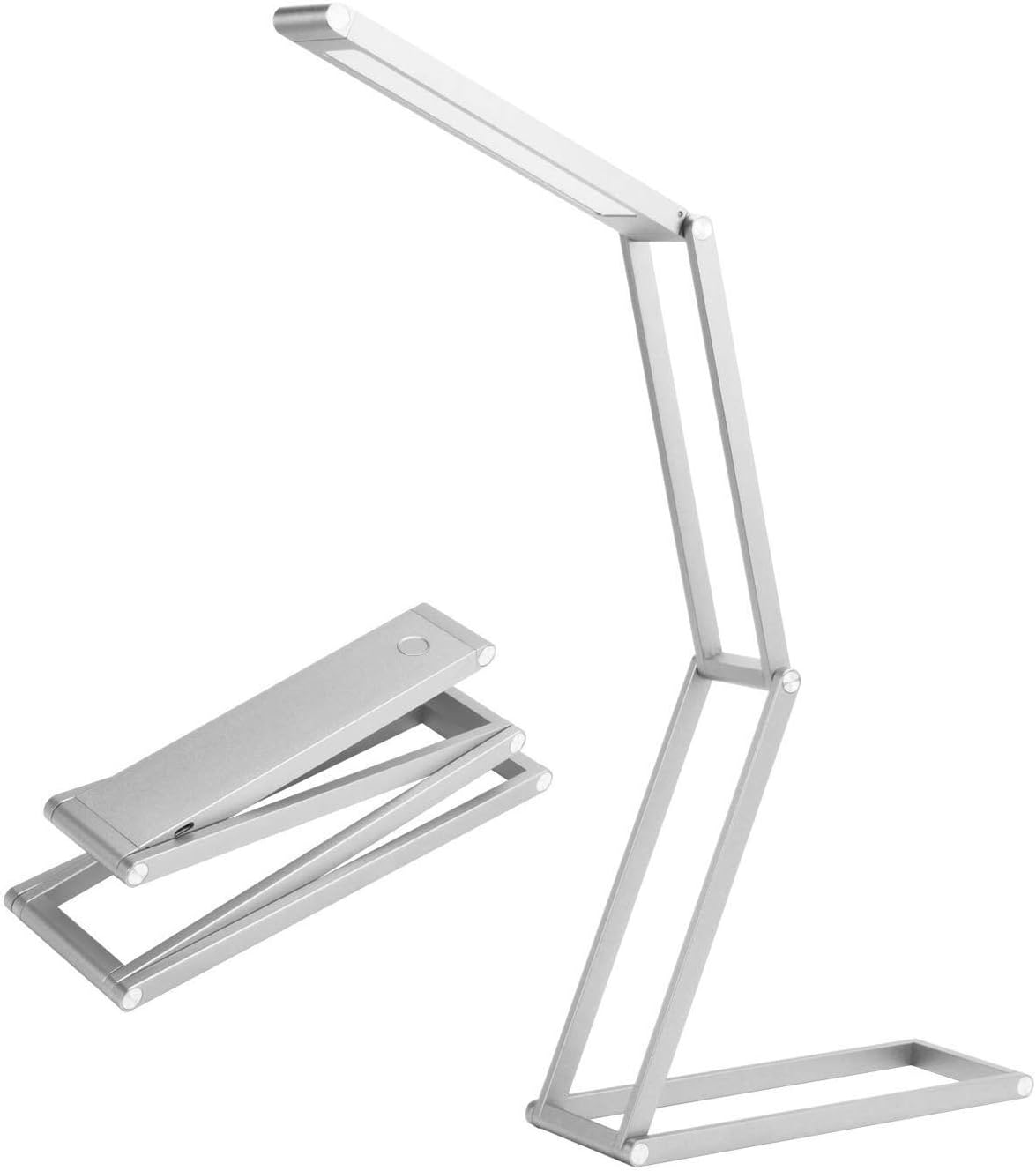 Portable Foldable LED Desk Lamp, USB Rechargeable Selfie Light, Portable and Multi-Functional Table lamp Light Hangers for Reading, Studying, Camping, Home,Bedroom and Office (Color : Silver)