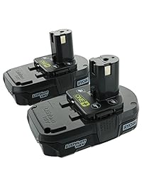 Ryobi P102 18V One+ Compact Lithium Ion Battery, 2 Pack