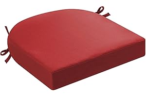 Indoor Outdoor Chair Seat Cushions with Ties - 15X17IN Waterproof Patio Pads with High Density Foam for Garden, Yard, Lawn & 