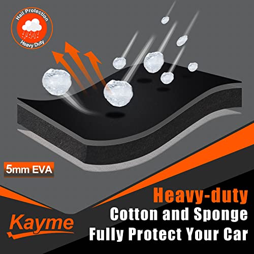 kayme Car Cover Waterproof Anti UV Dustproof Anti Wind Hail Cover Suitable for 3 Volumes Car (430 to 450 cm) 3M - Black