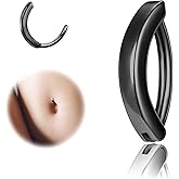 ZS 14G Clicker Belly Button Rings for Women, 925 Sterling Silver Belly Barbell Piercing Gold Reverse Curved Navel Barbell Body Jewelry