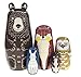 Arsdoll Cartoon Brown Bear Fox Owl Rabbit Raccoon Nesting Doll Wooden Matryoshka Russian Doll Handmade Stacking Toy Set 5 Pieces For Kids Girl Home Decoration