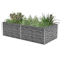 Retrome Gabion Planter Vegetable Bed Gabion Basket - Silver Galvanised Steel 71"x35.4"x19.7"