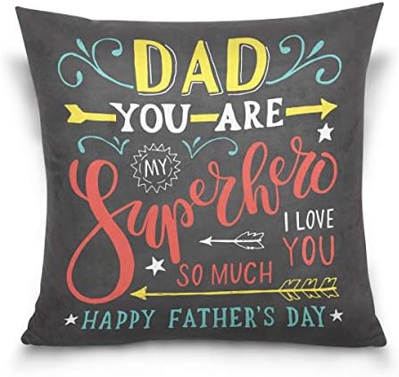 tyui7 Hand Drawn Happy Father's Day Square Throw Pillow Case Polyester Cushion Cover 18x18 inch