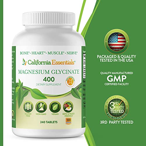 Magnesium Glycinate 400 Chelated, High Absorption Magnesium For