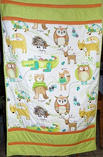 Ready To Ship Toddler Boy Bedding Quilt - Homemade Woodland Animal Blanket - Nursery Bedspread - Gift