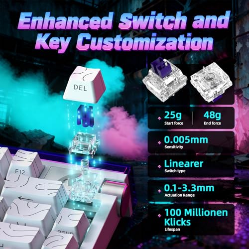 ATTACK SHARK R85 HE Wired Magnetic 75% Gaming Keyboard, 8KHz Polling Rate, 0.005mm Fast Activation RT, 256K Scanning, Hot-Swap Customizable, for PC/Win/Mac, White Outline