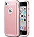 ULAK iPhone 5C Case, Slim Fit Lightweight 2in1 Rugged Flexible TPU Hard Plastic Hybrid Anti Scratches Dual Layer Shock Absorbtion Protective Cover for Apple iPhone 5C - Rose Gold