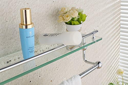 Eccoedge 95 Series Luxury Glass Chrome Bathroom Shelf, modern design, glass and chrome finish