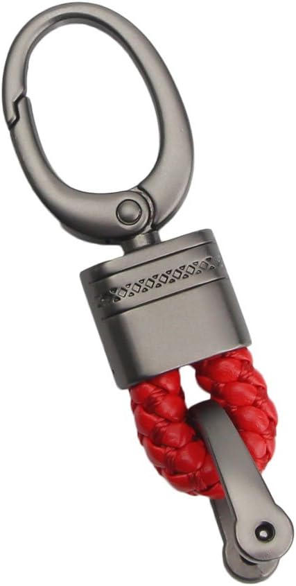 Qiaoxi Car Key Acorn Woven Leather of Metal Short Key Chain Ring Grip Strap