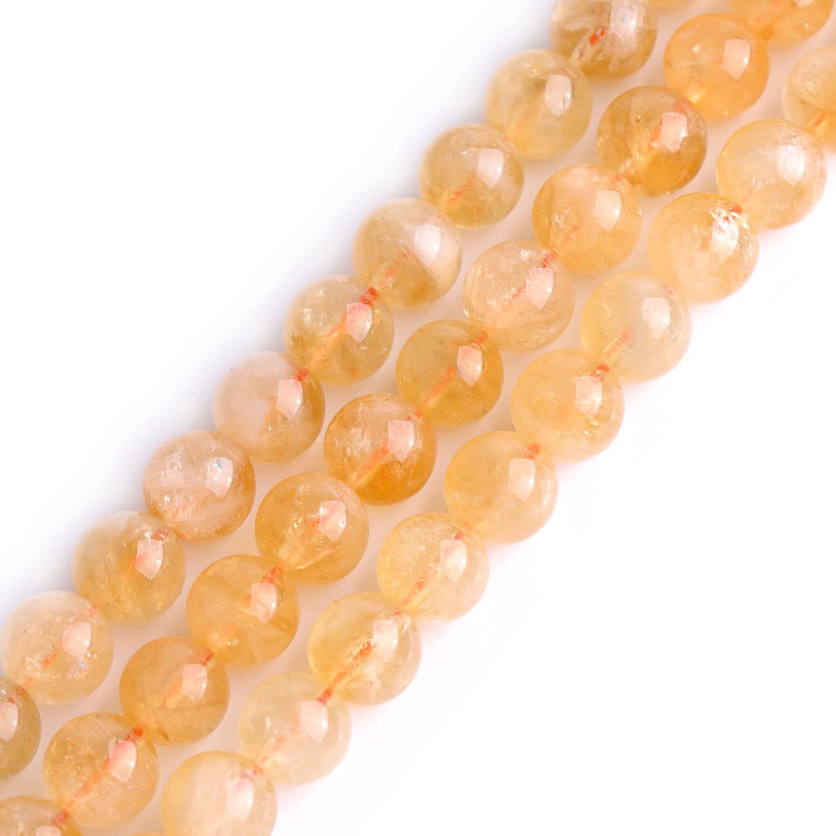 GEM-Inside Natural 8mm Yellow Citrine Round Gemstone Semi Precious Loose Beads for Jewellery Making 15''