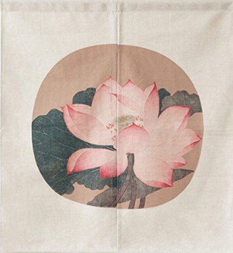 LIGICKY Japanese Style Noren Doorway Curtain Short Cotton Linen Tapestry for Home Decoration 85 x 90cm (Vintage Lotus Flower)