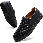 VOCNTVY Womens Loafers Comfort Casual Quilted Leather Slip On Sneakers